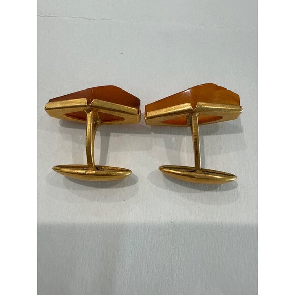 Vintage Soviet Amber Cufflinks Diamond-shaped - Picture 4 of 7